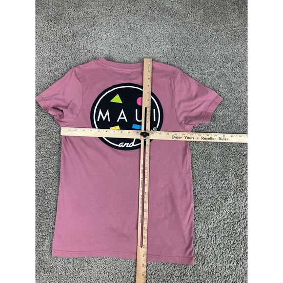 Maui & Sons Shirt Mens Small Pink Black Short Sleeve Cotton Blend Beach Surfing - Picture 4 of 10